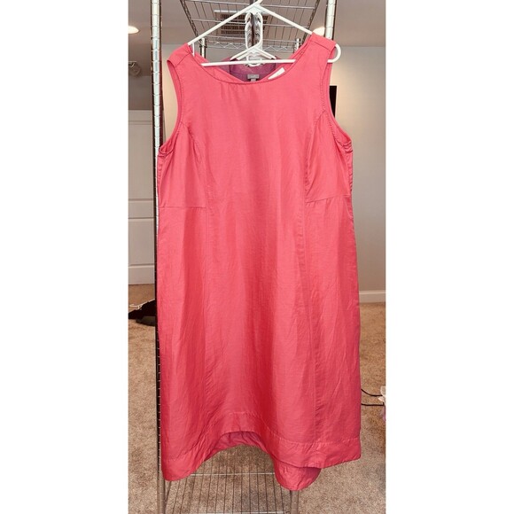 J. Jill Dresses & Skirts - J Jill Elliptical Hem A-line Linen Blend Midi Dress pink Coral Size XL